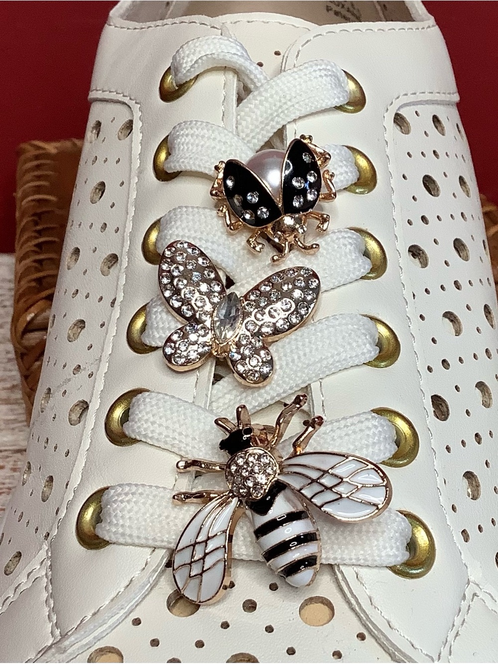 DV Roxanne Off White Airy Platform Sneakers Bee & Butterfly Bling Charms - Picture 12 of 16